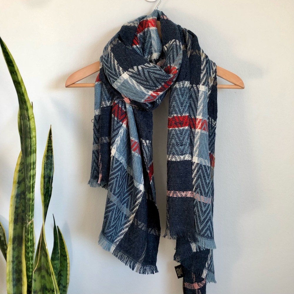 Anthropology Ahujasons Chevron Printed Plaid Scarf